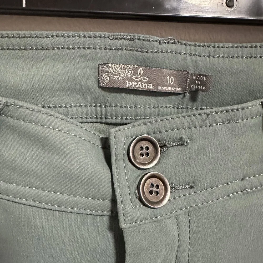 PrAna Halle Straight Smoky Blue Hiking Climbing Pants Stretch Roll-up Legs Sz 10 - Picture 2 of 13